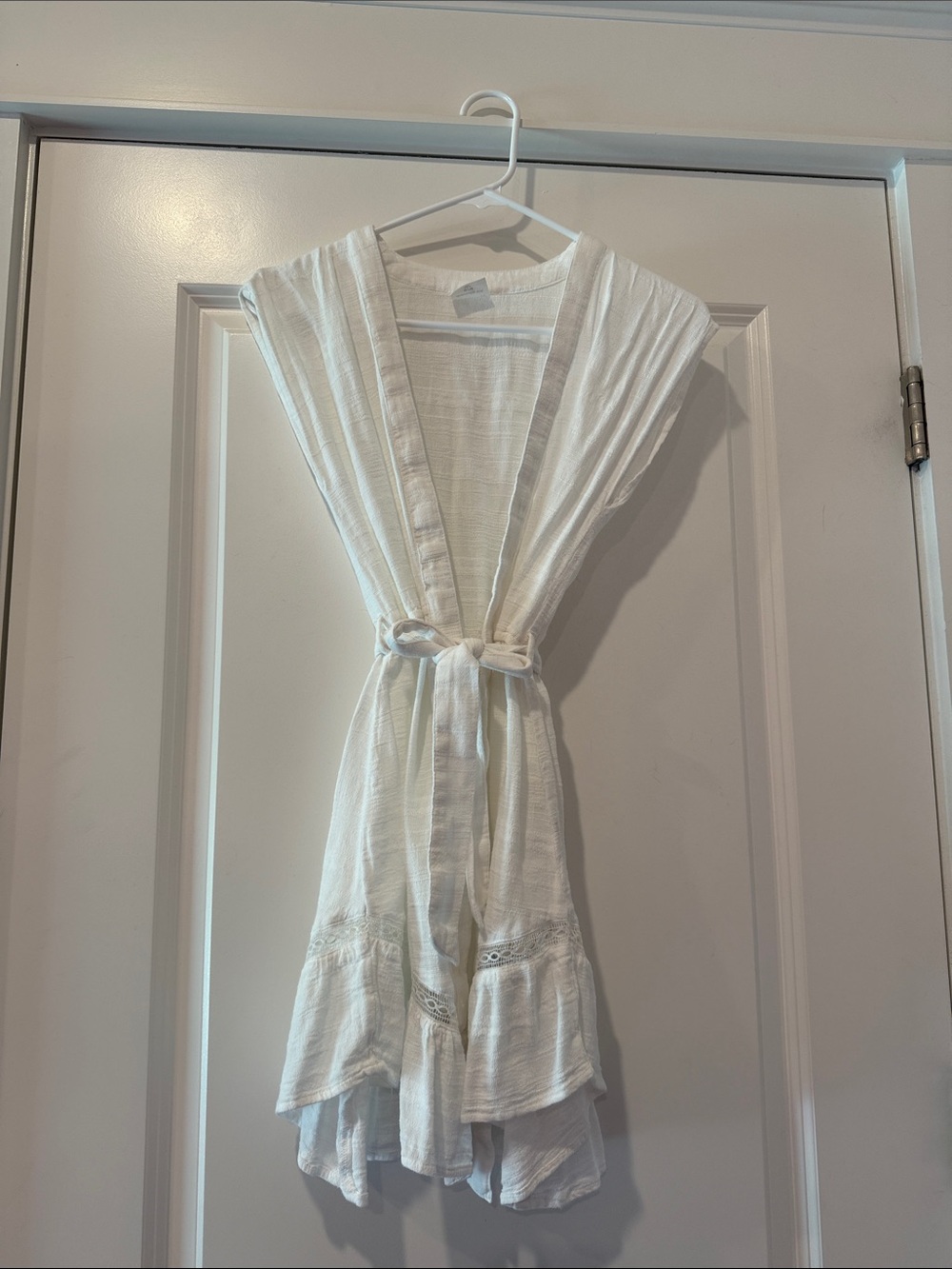 abercrombie kids White Sleeveless Tie-Waist Ruffle Swim Coverup